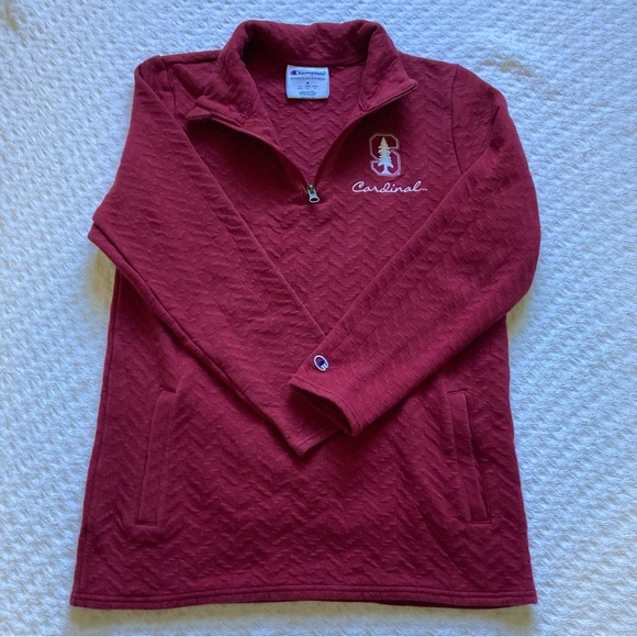 Stanford Champion Quarter Zip Red Sweatshirt Cardinals College University - Picture 4 of 7